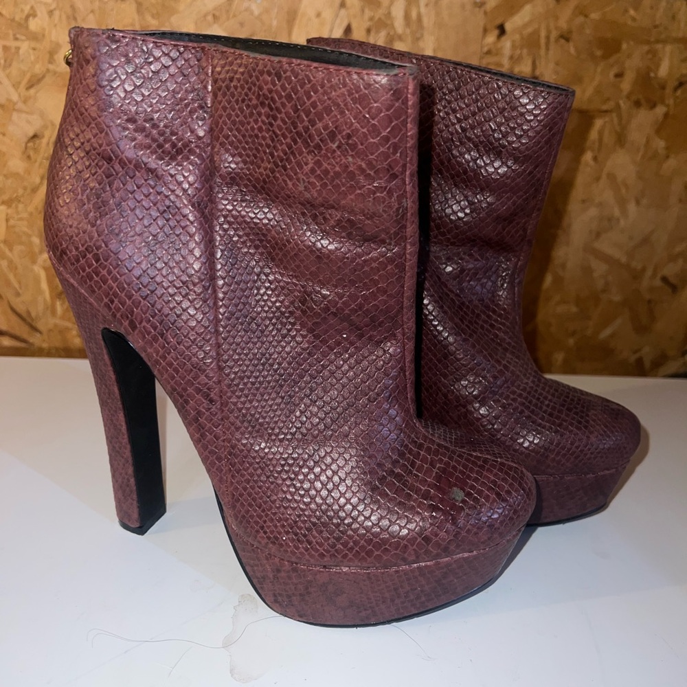Snake embossed leather boots size 7